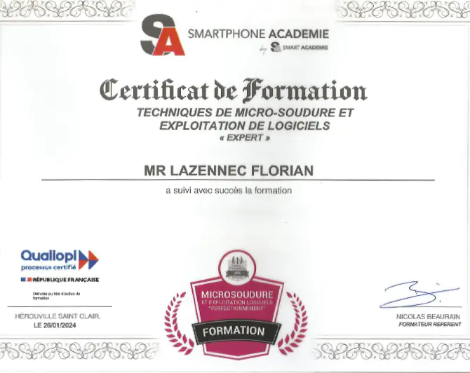 Certificat de formation de Reflow Mobile